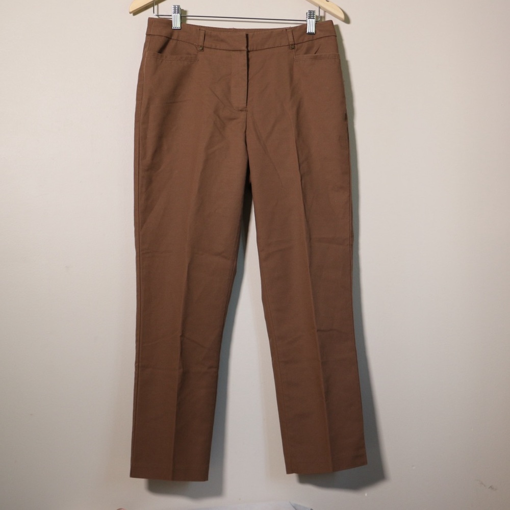 TanJay Trousers Brown Chino Pants Cotton straight leg women’s size 6 Petite